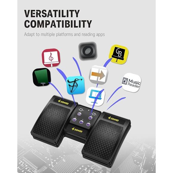 Donner Wireless Page Turner Pedal for Tablets Phone Foot Pedal Rechargeable - Picture 3 of 12